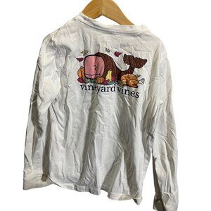 Vineyard Vines Kids 7 White Long Sleeve Fall Graphic‎ Whale Shirt